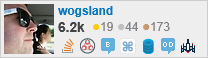 profile for wogsland on Stack Exchange, a network of free, community-driven Q&A sites