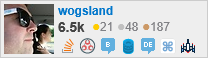 profile for wogsland on Stack Exchange, a network of free, community-driven Q&A sites