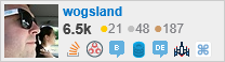 profile for wogsland on Stack Exchange, a network of free, community-driven Q&A sites